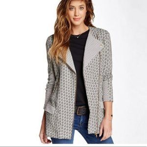 Lucky Brand Black and White Patterned Sweater Jacket